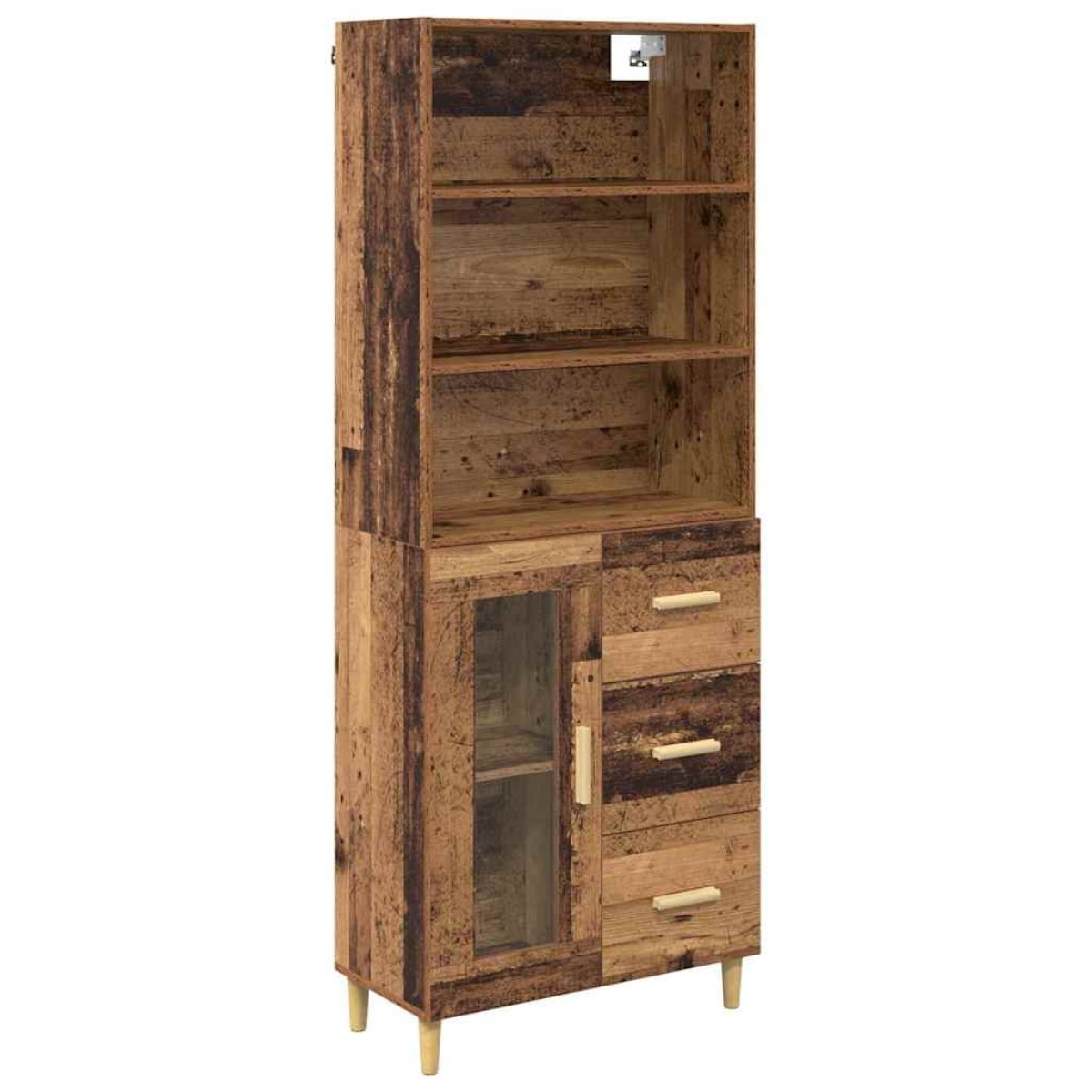 vidaXL Highboard Παλιό Ξύλο 69,5 x 34 x 180 εκ. Επεξεργασμένο Ξύλο