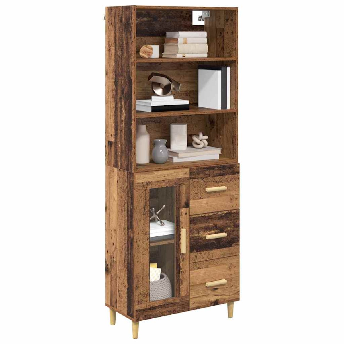 vidaXL Highboard Παλιό Ξύλο 69,5 x 34 x 180 εκ. Επεξεργασμένο Ξύλο