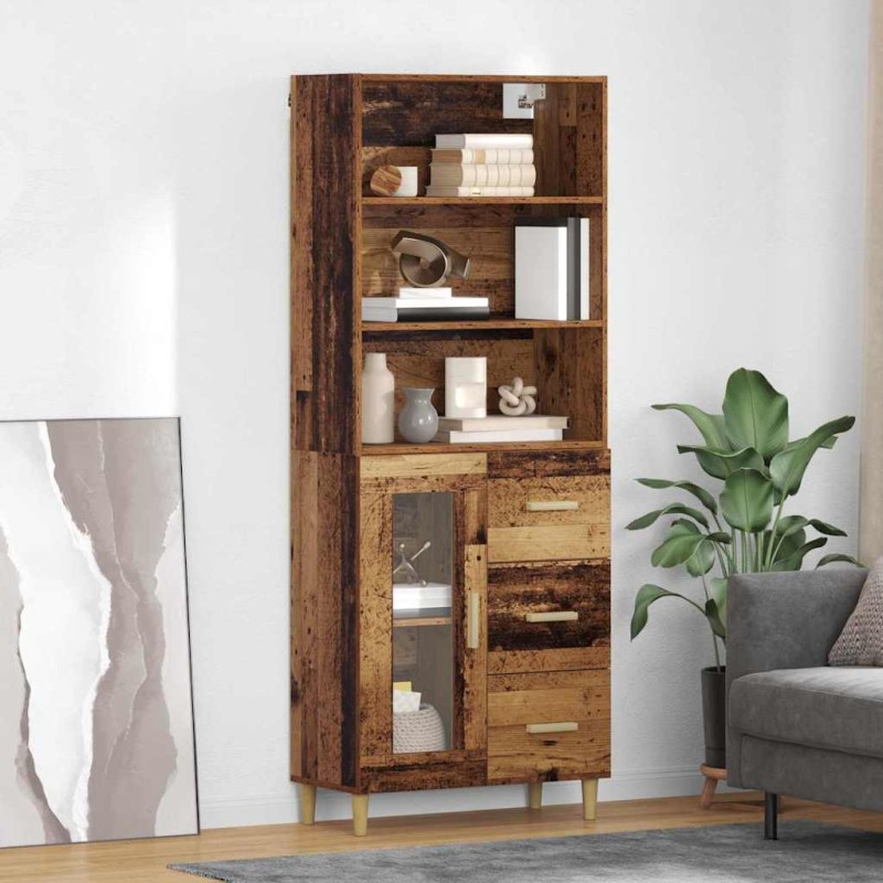 vidaXL Highboard Παλιό Ξύλο 69,5 x 34 x 180 εκ. Επεξεργασμένο Ξύλο