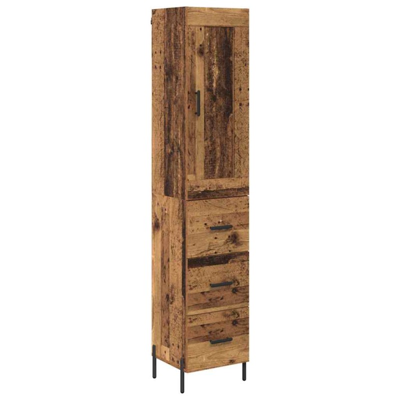 vidaXL Highboard Παλιό Ξύλο 34,5 x 34 x 180 εκ. Επεξεργασμένο Ξύλο