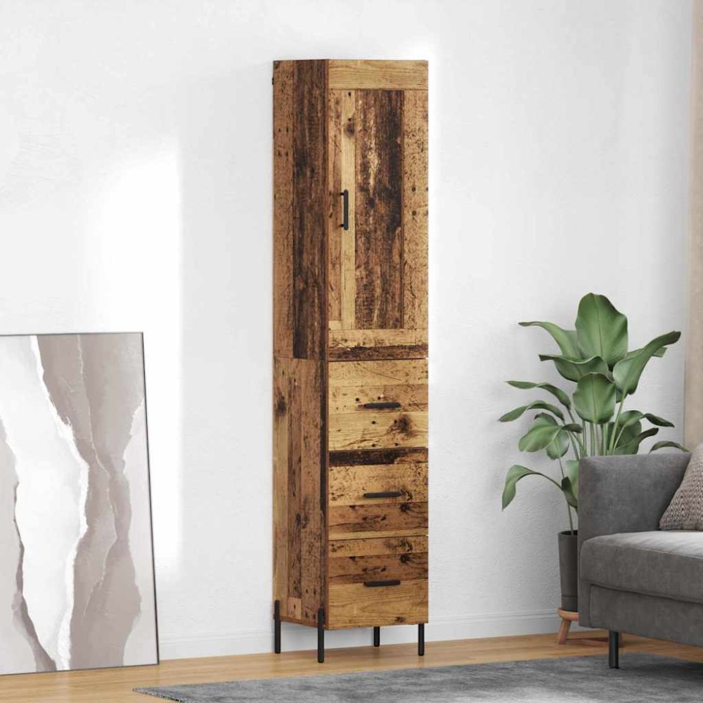 vidaXL Highboard Παλιό Ξύλο 34,5 x 34 x 180 εκ. Επεξεργασμένο Ξύλο