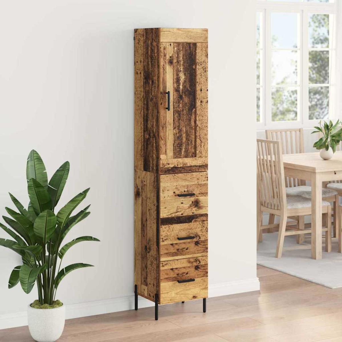 vidaXL Highboard Παλιό Ξύλο 34,5 x 34 x 180 εκ. Επεξεργασμένο Ξύλο