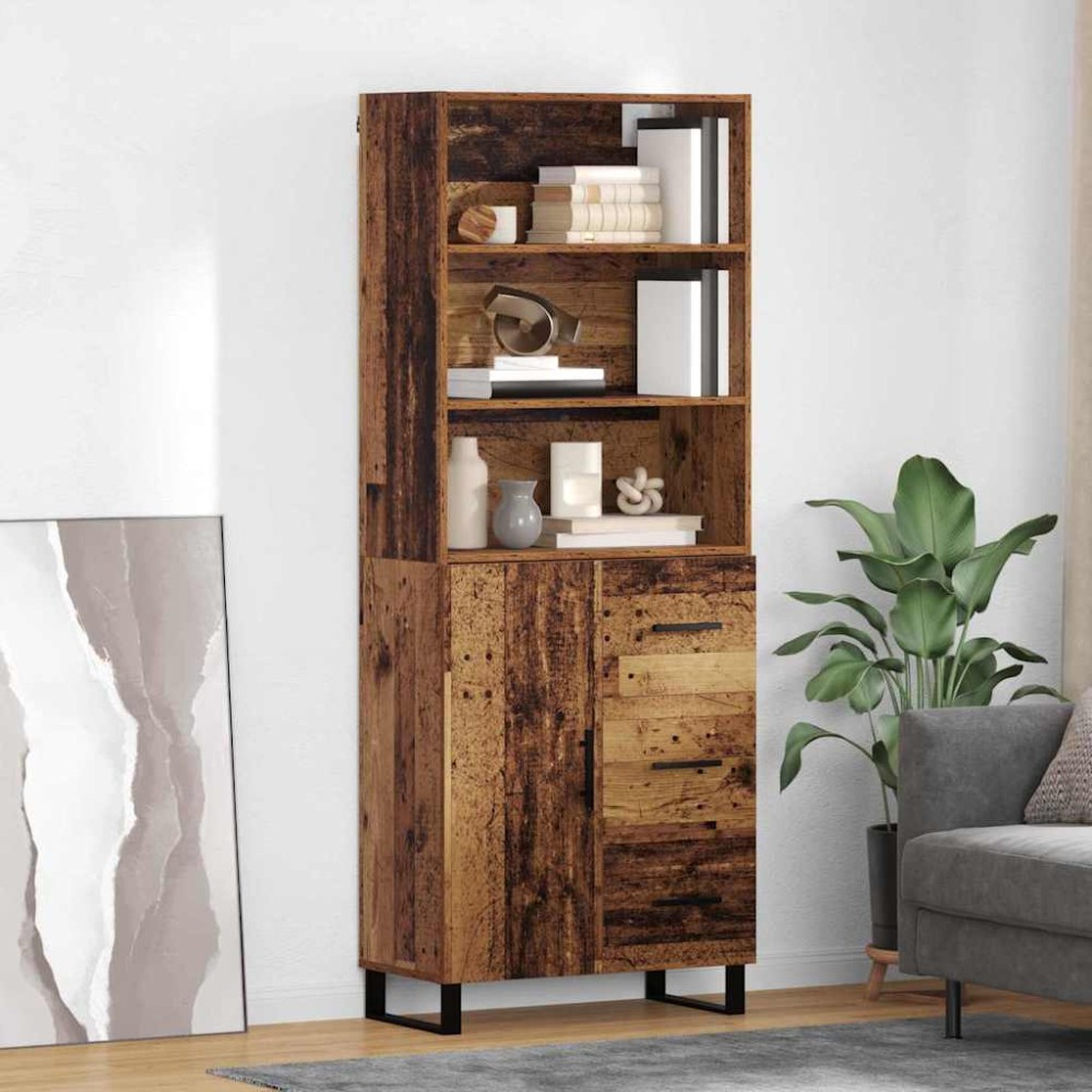 vidaXL Highboard 2 τμχ. Παλιό ξύλο 69,5 x 34 x 180 εκ.