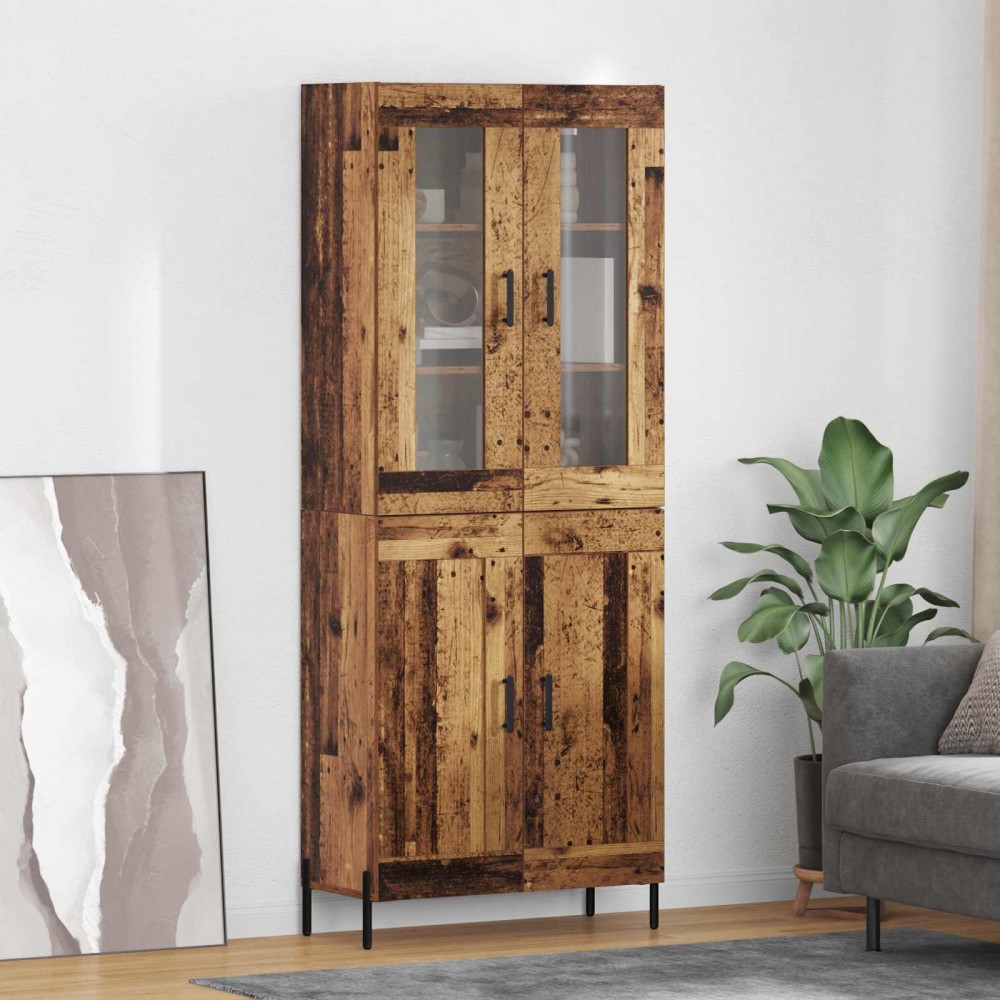 vidaXL Highboard Παλιό Ξύλο 69,5 x 34 x 180 εκ. Επεξεργασμένο Ξύλο
