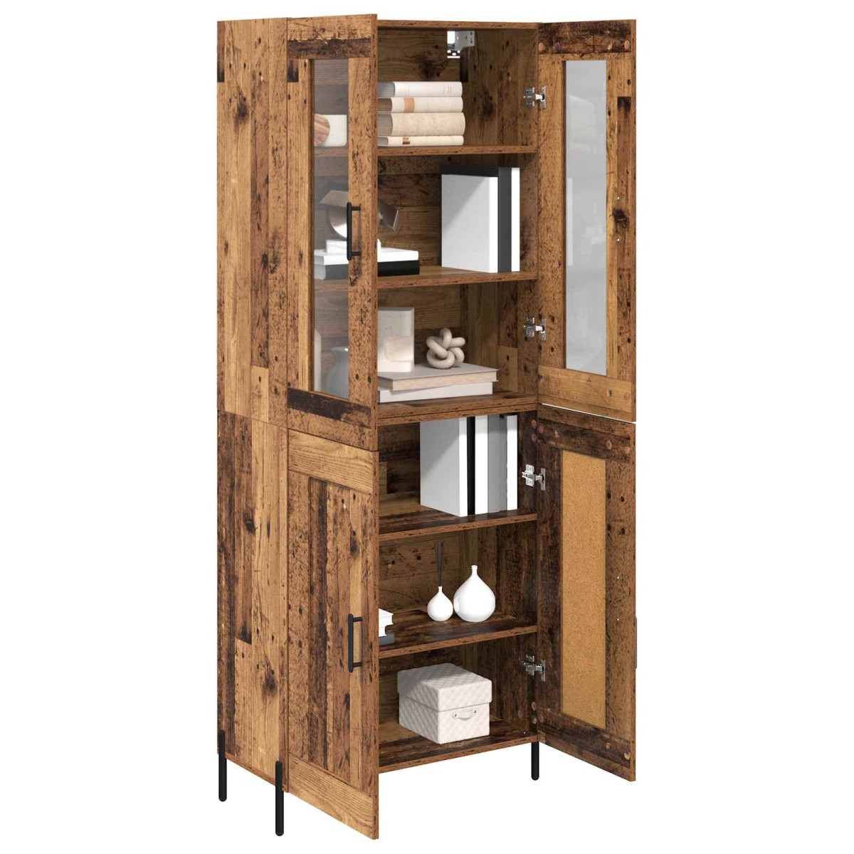 vidaXL Highboard Παλιό Ξύλο 69,5 x 34 x 180 εκ. Επεξεργασμένο Ξύλο