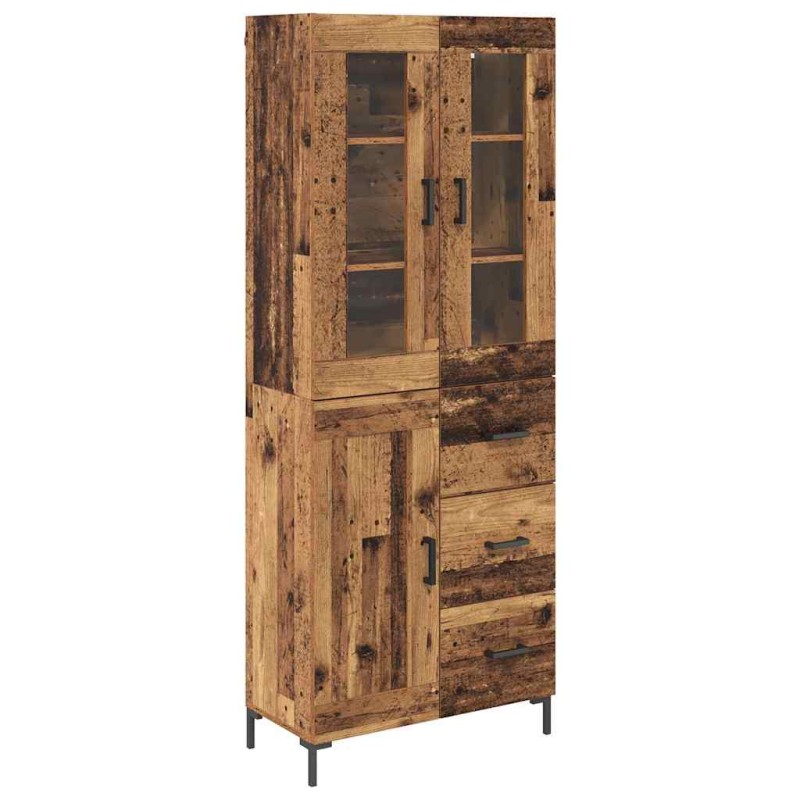 vidaXL Highboard 2 τμχ. Παλιό ξύλο 69,5 x 34 x 180 εκ.