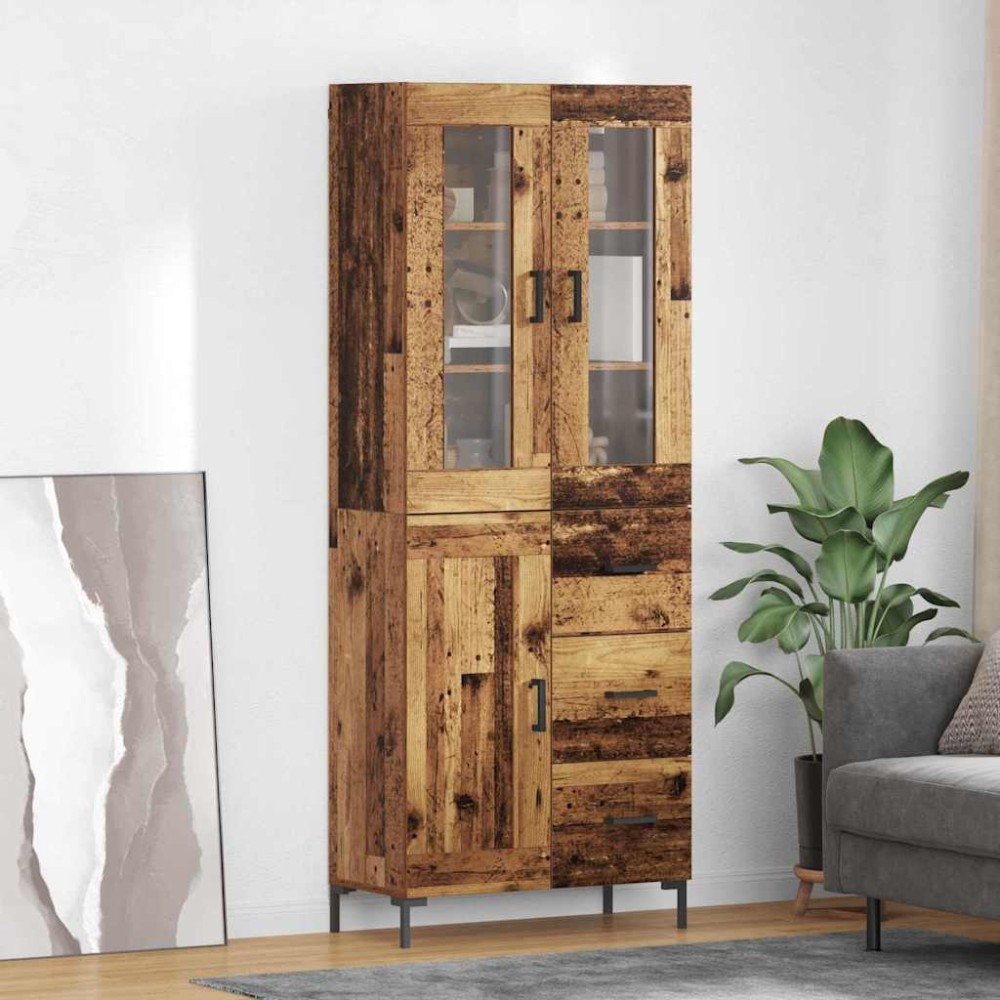 vidaXL Highboard 2 τμχ. Παλιό ξύλο 69,5 x 34 x 180 εκ.