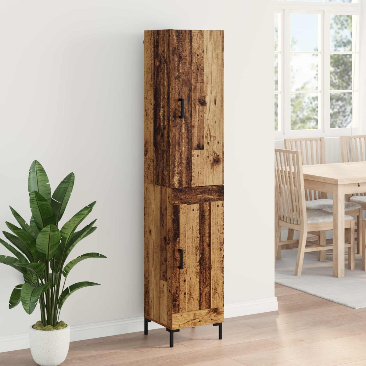 vidaXL Highboard Παλιό Ξύλο 34,5 x 34 x 180 εκ. Επεξεργασμένο Ξύλο