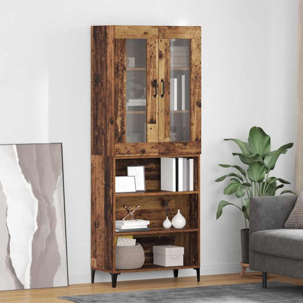vidaXL Highboard Παλιό Ξύλο 69,5 x 34 x 180 εκ. Επεξεργασμένο Ξύλο