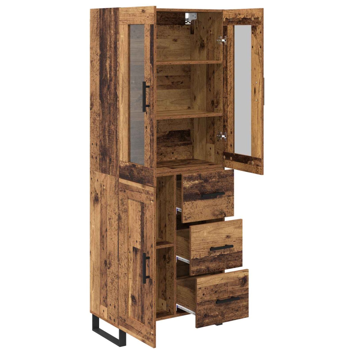 vidaXL Highboard 2 τμχ. Παλιό Ξύλο 69,5 x 34 x 180 εκ.
