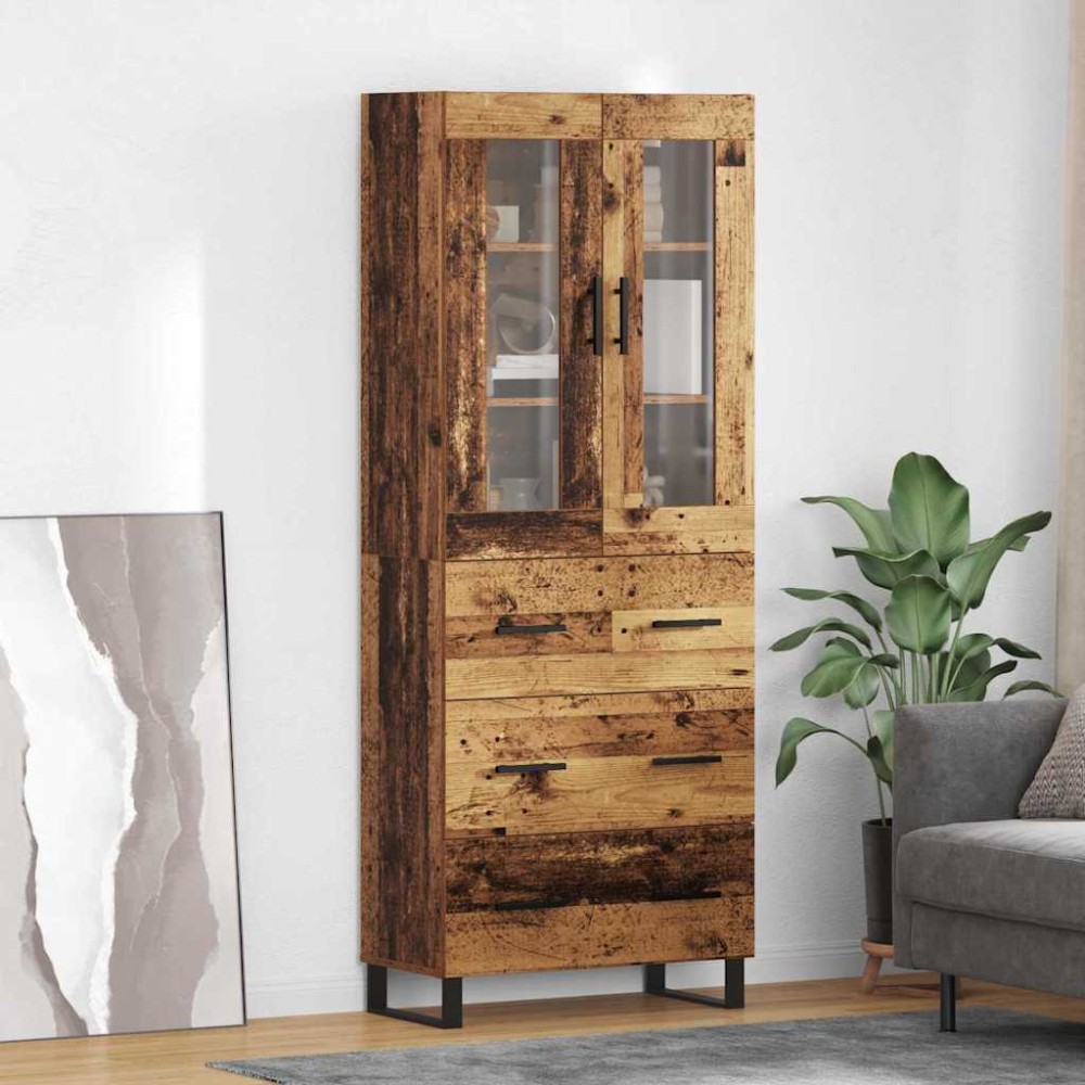 vidaXL Highboard 2 τμχ. Παλιό Ξύλο 69,5 x 34 x 180 εκ.