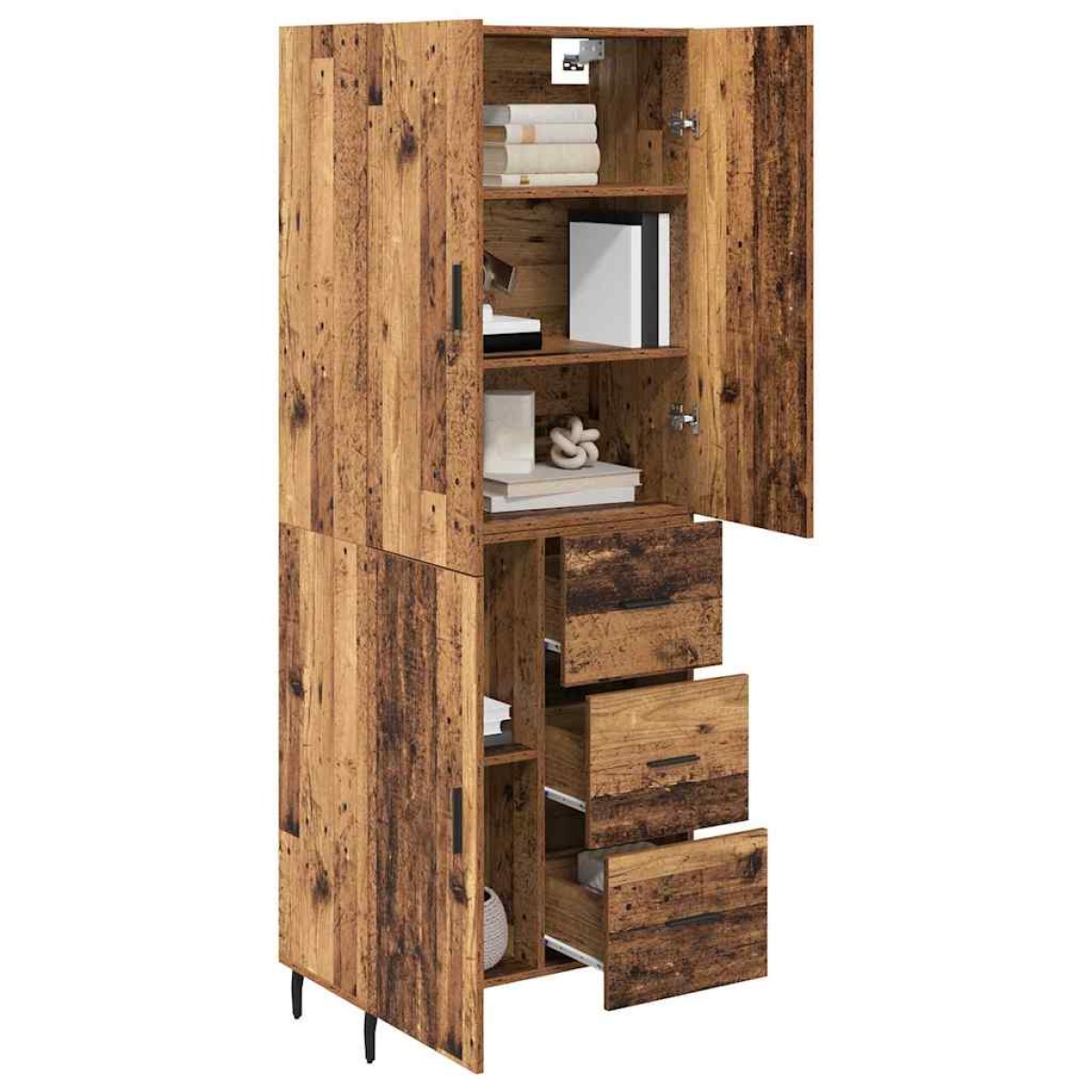 vidaXL Highboard 2 τμχ. Παλιό Ξύλο 69,5 x 34 x 180 εκ.