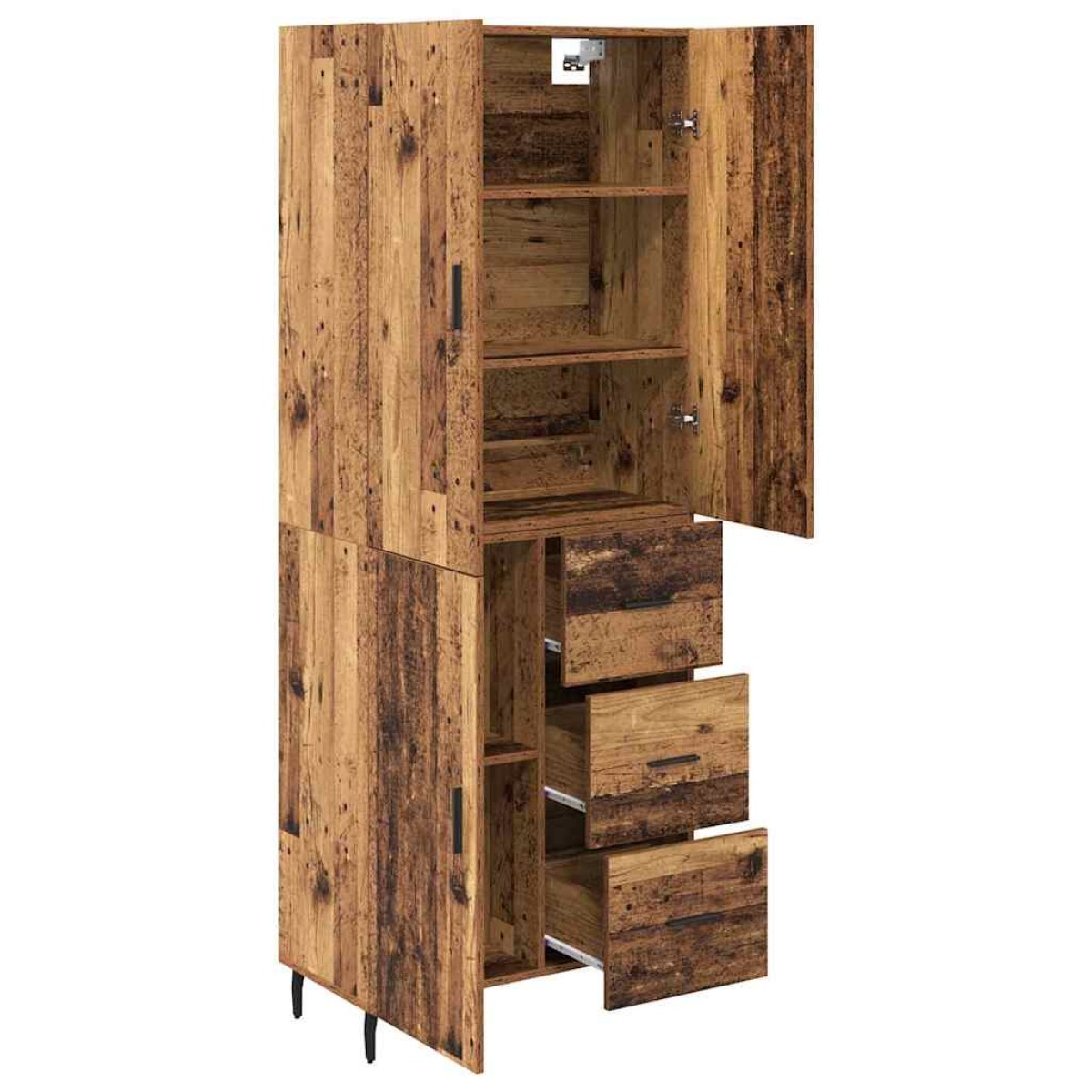 vidaXL Highboard 2 τμχ. Παλιό Ξύλο 69,5 x 34 x 180 εκ.