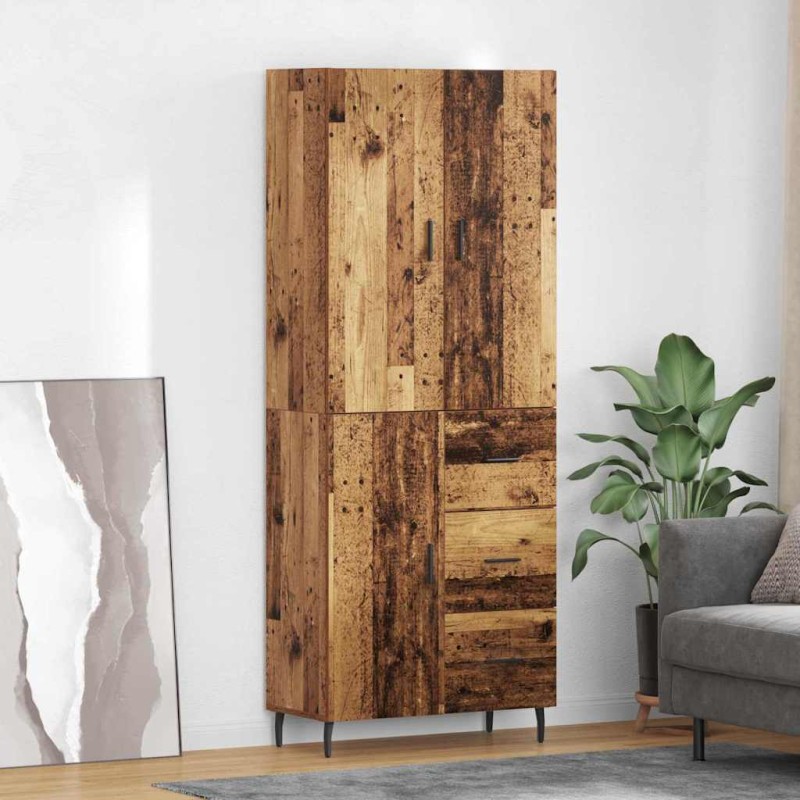 vidaXL Highboard 2 τμχ. Παλιό Ξύλο 69,5 x 34 x 180 εκ.