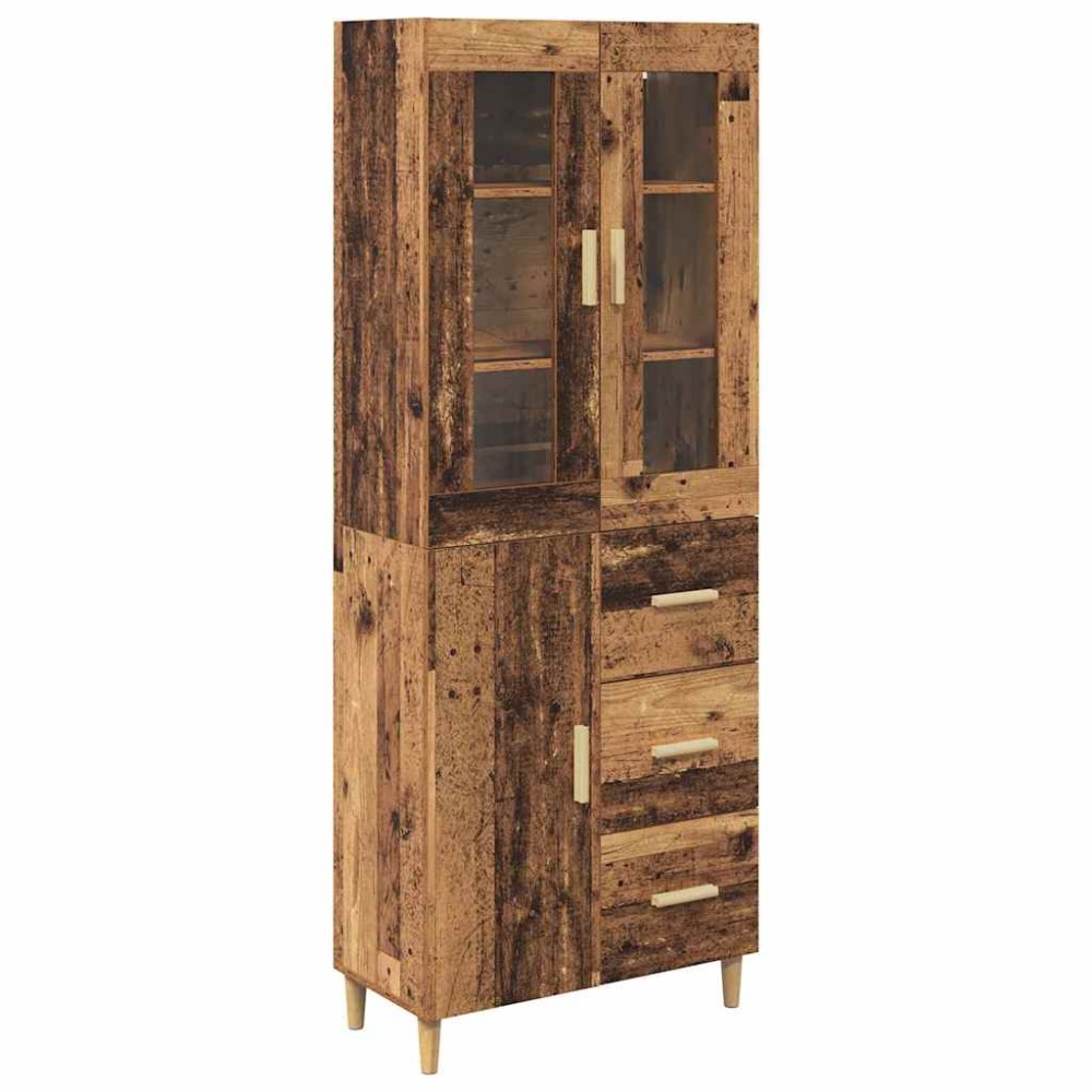 vidaXL Highboard Παλιό Ξύλο 34,5 x 34 x 180 εκ. Επεξεργασμένο Ξύλο