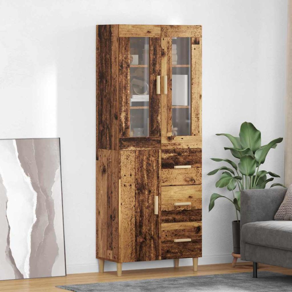 vidaXL Highboard Παλιό Ξύλο 34,5 x 34 x 180 εκ. Επεξεργασμένο Ξύλο