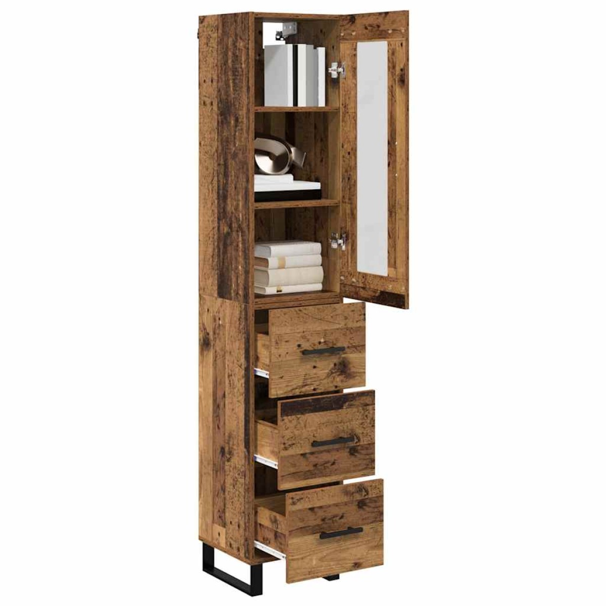 vidaXL Highboard Παλιό Ξύλο 34,5 x 34 x 180 εκ. Επεξεργασμένο Ξύλο