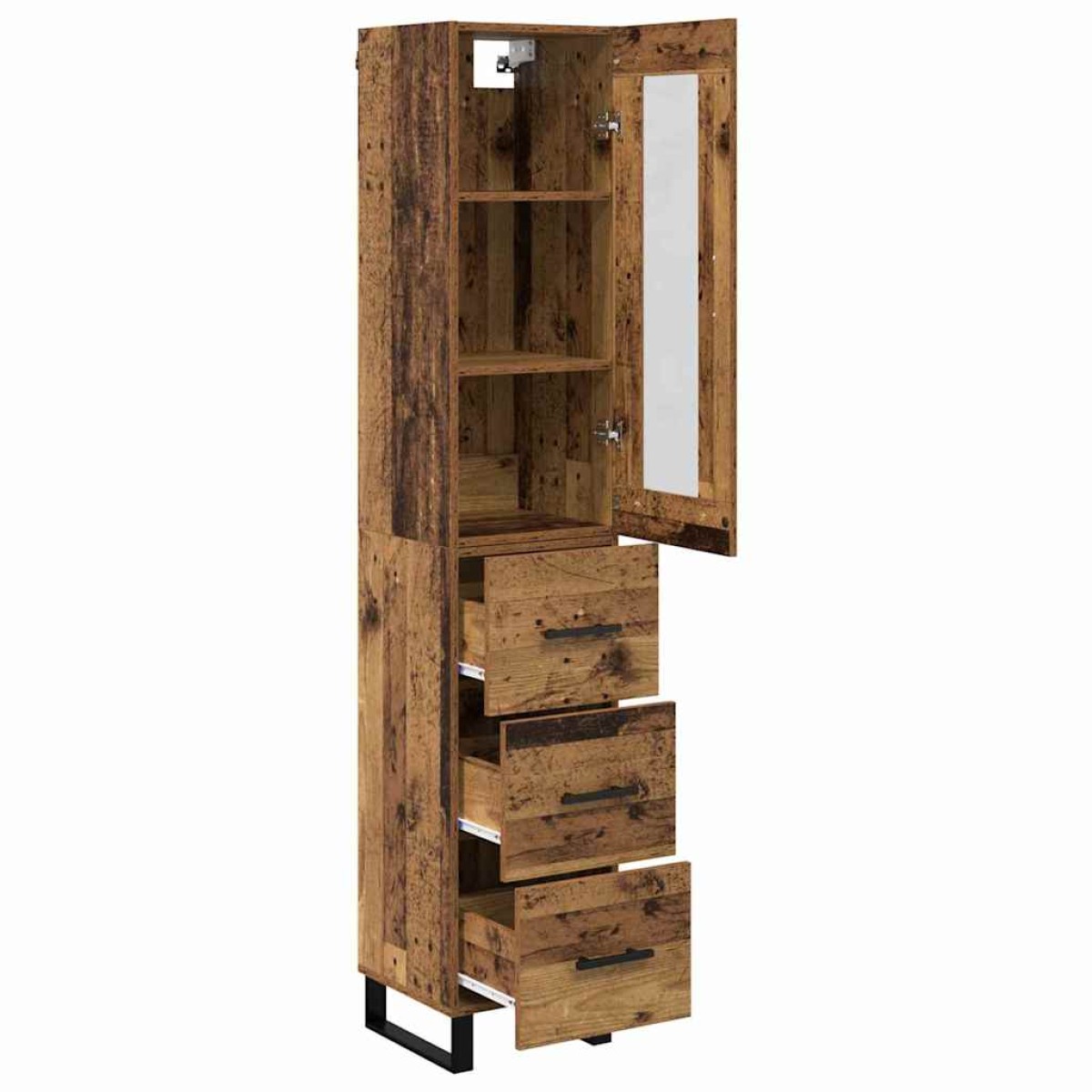 vidaXL Highboard Παλιό Ξύλο 34,5 x 34 x 180 εκ. Επεξεργασμένο Ξύλο