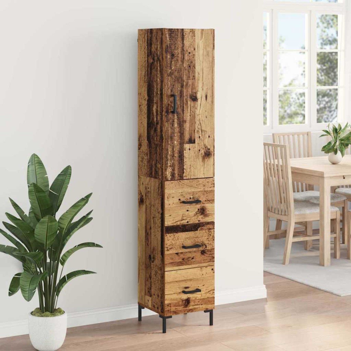 vidaXL Highboard Παλιό Ξύλο 34,5 x 34 x 180 εκ. Επεξεργασμένο Ξύλο