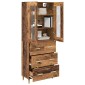 vidaXL Highboard Παλιό Ξύλο 69,5 x 34 x 180 εκ. Σύνθετο Ξύλο και Γυαλί