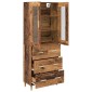 vidaXL Highboard Παλιό Ξύλο 69,5 x 34 x 180 εκ. Σύνθετο Ξύλο και Γυαλί