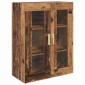 vidaXL Highboard Παλιό Ξύλο 69,5 x 34 x 180 εκ. Σύνθετο Ξύλο και Γυαλί