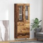 vidaXL Highboard Παλιό Ξύλο 69,5 x 34 x 180 εκ. Σύνθετο Ξύλο και Γυαλί