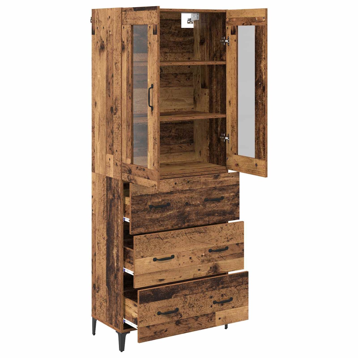 vidaXL Highboard Παλιό Ξύλο 69,5 x 34 x 180 εκ. Επεξεργασμένο Ξύλο