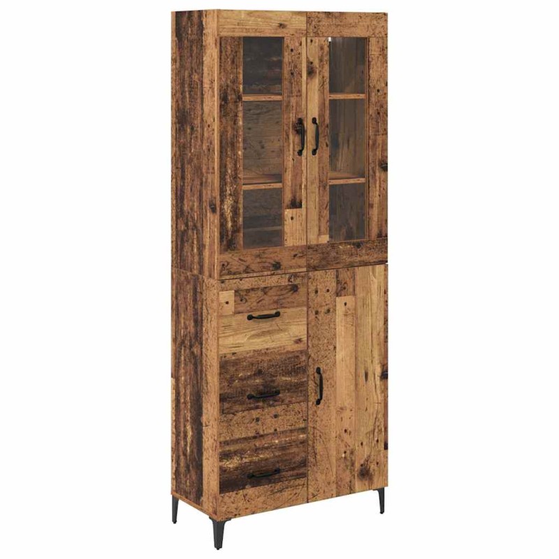 vidaXL Highboard Παλιό Ξύλο 69,5 x 34 x 180 εκ. Επεξεργασμένο Ξύλο