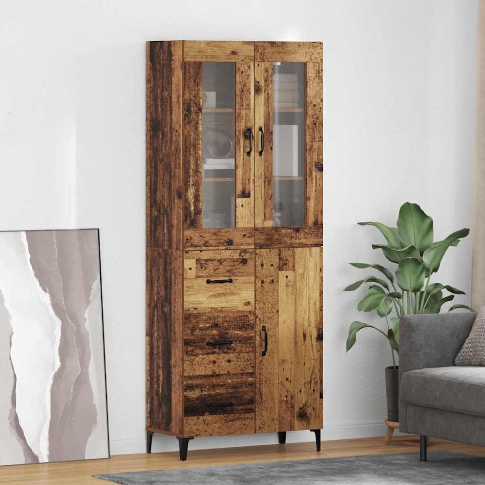 vidaXL Highboard Παλιό Ξύλο 69,5 x 34 x 180 εκ. Επεξεργασμένο Ξύλο