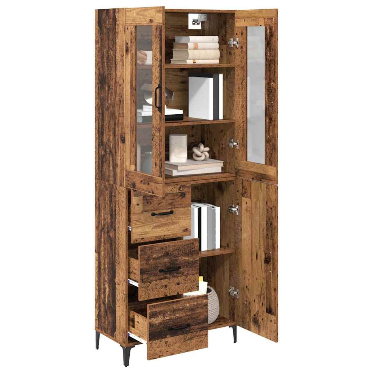 vidaXL Highboard Παλιό Ξύλο 69,5 x 34 x 180 εκ. Επεξεργασμένο Ξύλο