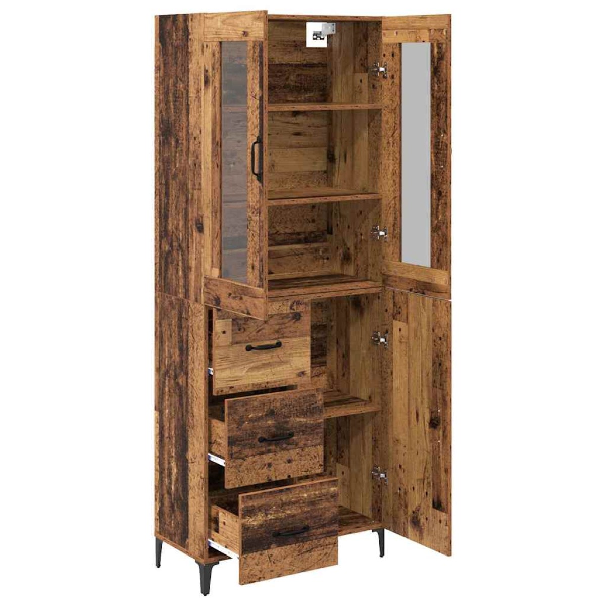 vidaXL Highboard Παλιό Ξύλο 69,5 x 34 x 180 εκ. Επεξεργασμένο Ξύλο