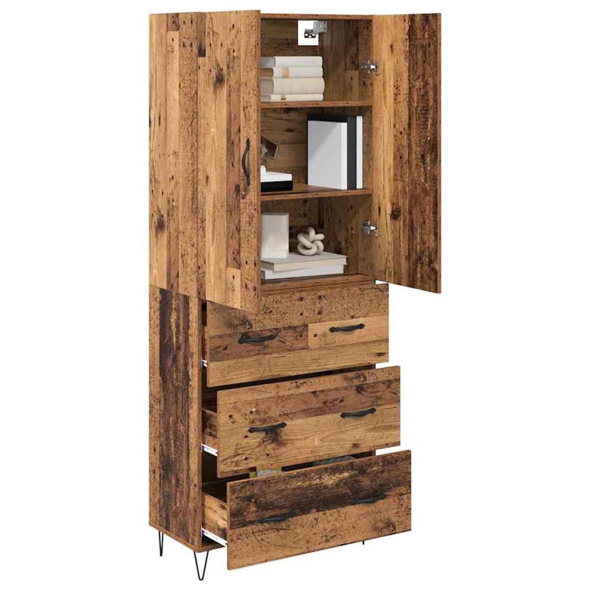 vidaXL Highboard 2 τμχ. Παλιό ξύλο 69,5 x 34 x 180 εκ.