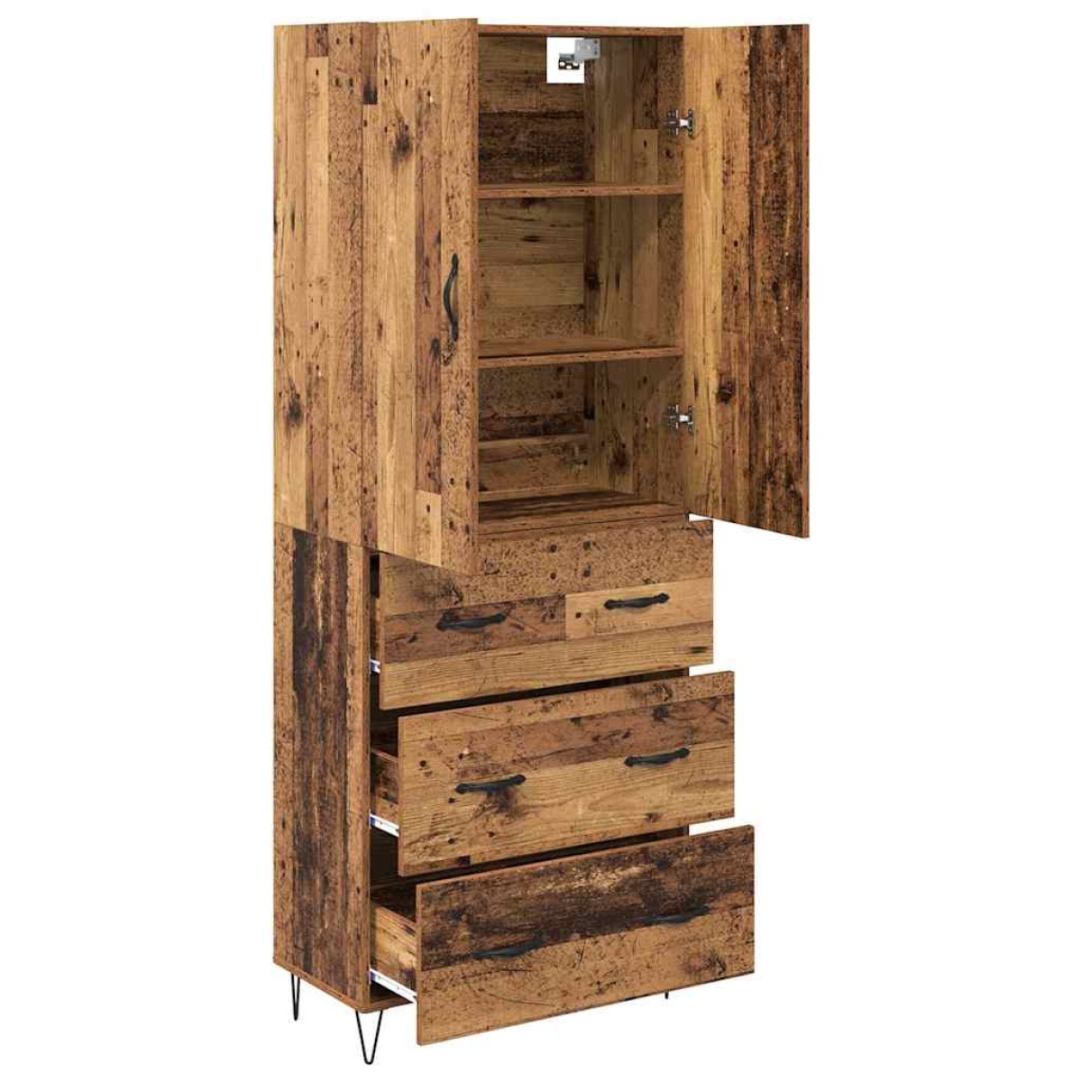 vidaXL Highboard 2 τμχ. Παλιό ξύλο 69,5 x 34 x 180 εκ.