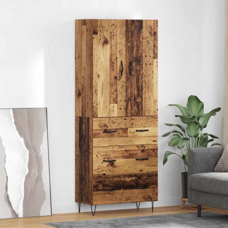 vidaXL Highboard 2 τμχ. Παλιό ξύλο 69,5 x 34 x 180 εκ.