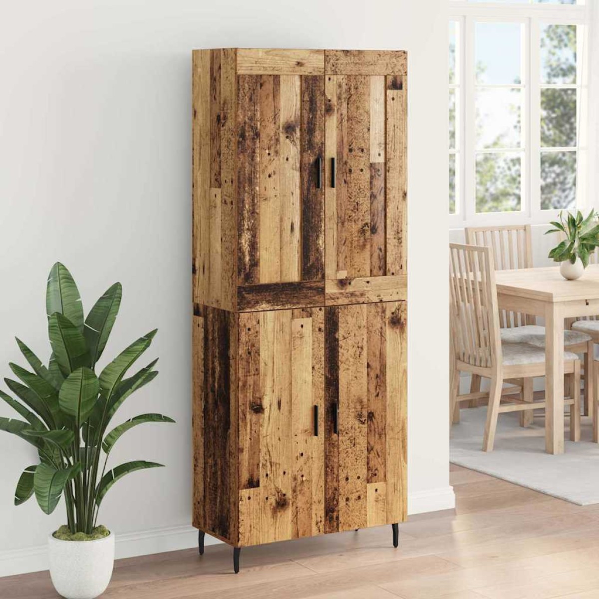 vidaXL Highboard 2 τμχ. Παλιό ξύλο 69,5 x 34 x 180 εκ.