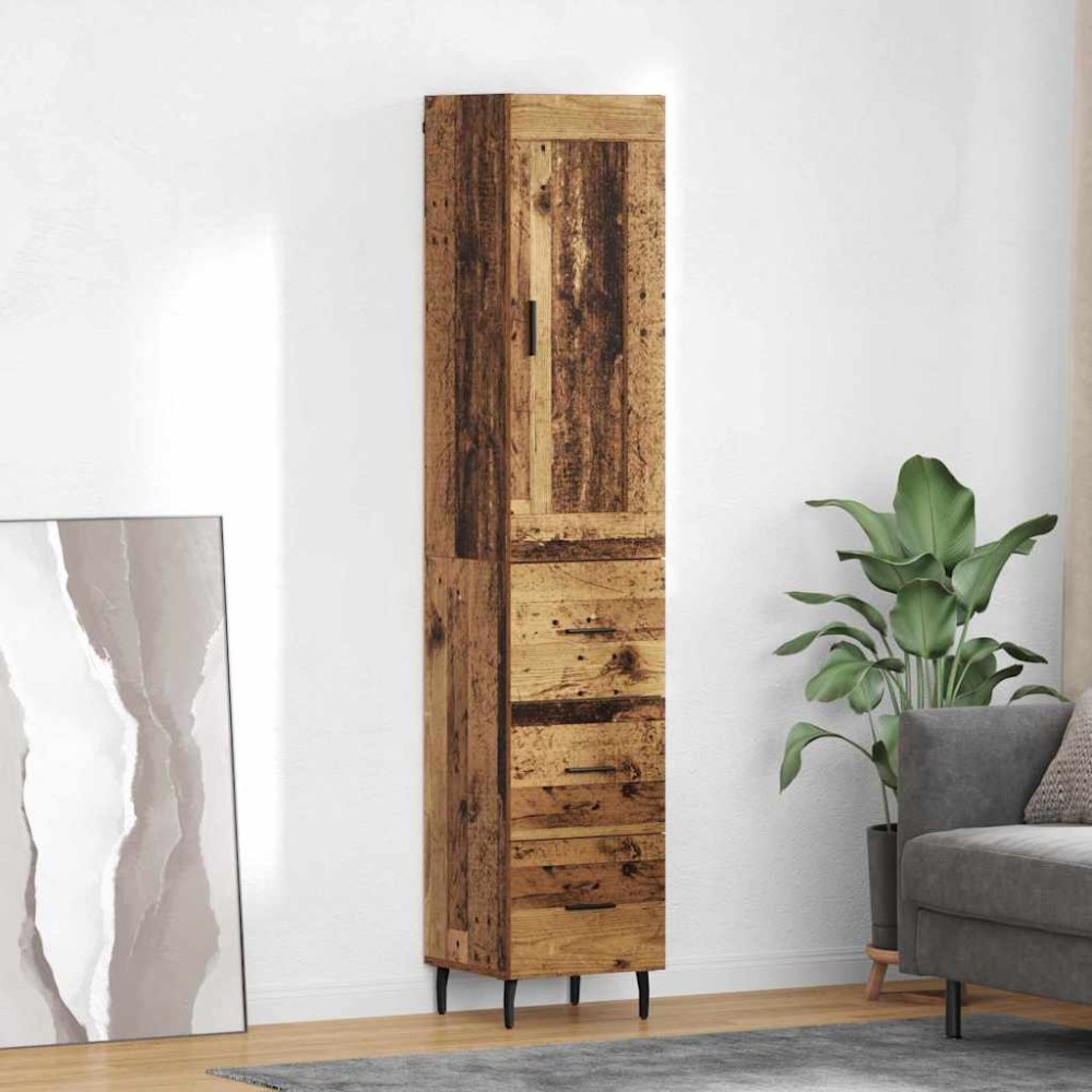 vidaXL Highboard Παλιό Ξύλο 34,5 x 34 x 180 εκ. Επεξεργασμένο Ξύλο