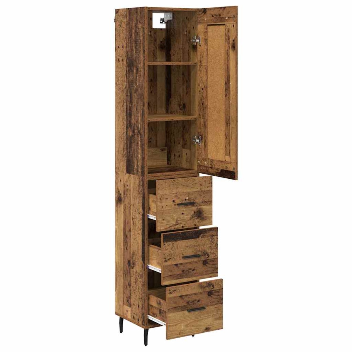 vidaXL Highboard Παλιό Ξύλο 34,5 x 34 x 180 εκ. Επεξεργασμένο Ξύλο