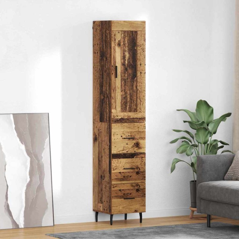 vidaXL Highboard Παλιό Ξύλο 34,5 x 34 x 180 εκ. Επεξεργασμένο Ξύλο