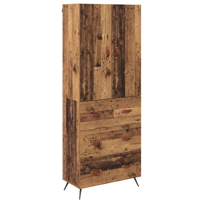 vidaXL Highboard Παλιό Ξύλο 69,5 x 34 x 180 εκ. Επεξεργασμένο Ξύλο