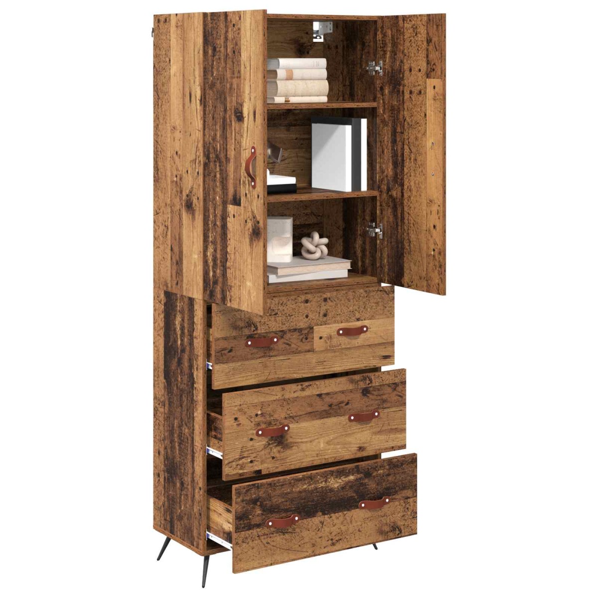 vidaXL Highboard Παλιό Ξύλο 69,5 x 34 x 180 εκ. Επεξεργασμένο Ξύλο