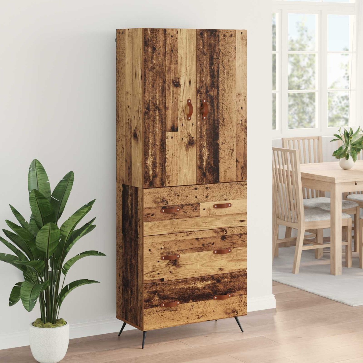 vidaXL Highboard Παλιό Ξύλο 69,5 x 34 x 180 εκ. Επεξεργασμένο Ξύλο