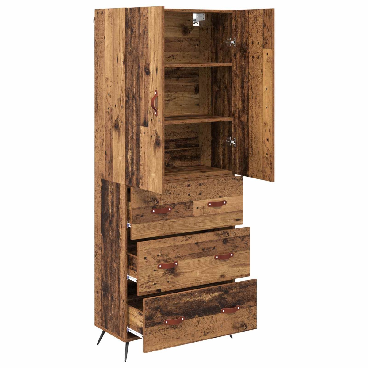 vidaXL Highboard Παλιό Ξύλο 69,5 x 34 x 180 εκ. Επεξεργασμένο Ξύλο