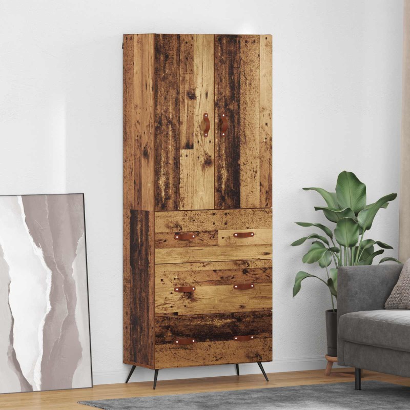 vidaXL Highboard Παλιό Ξύλο 69,5 x 34 x 180 εκ. Επεξεργασμένο Ξύλο