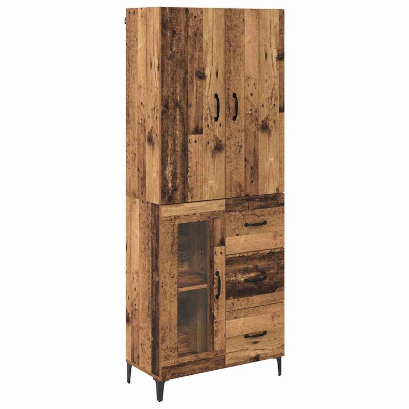 vidaXL Highboard Παλιό Ξύλο 69,5 x 34 x 180 εκ. Επεξεργασμένο Ξύλο
