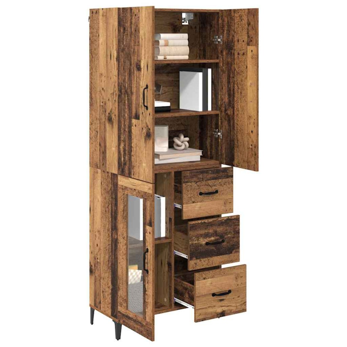 vidaXL Highboard Παλιό Ξύλο 69,5 x 34 x 180 εκ. Επεξεργασμένο Ξύλο