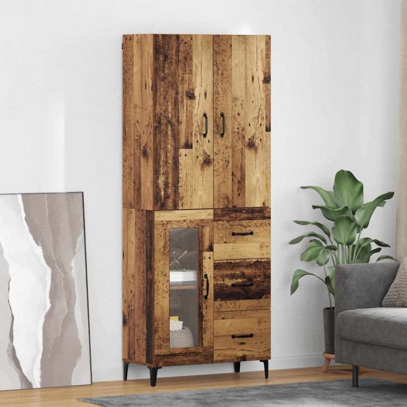 vidaXL Highboard Παλιό Ξύλο 69,5 x 34 x 180 εκ. Επεξεργασμένο Ξύλο