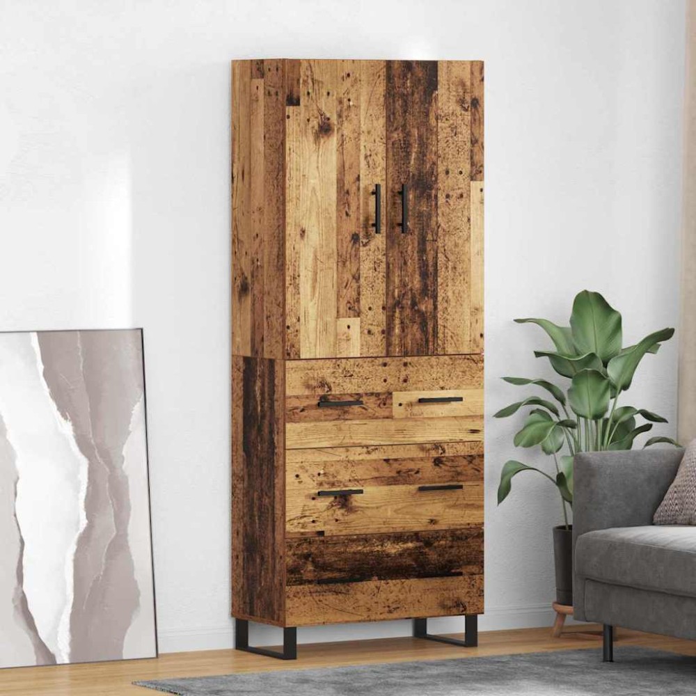 vidaXL Highboard 2 τμχ. Παλιό Ξύλο 69,5 x 34 x 180 εκ.
