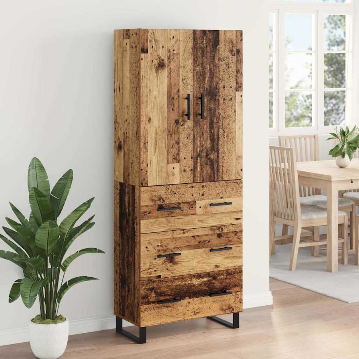 vidaXL Highboard 2 τμχ. Παλιό Ξύλο 69,5 x 34 x 180 εκ.