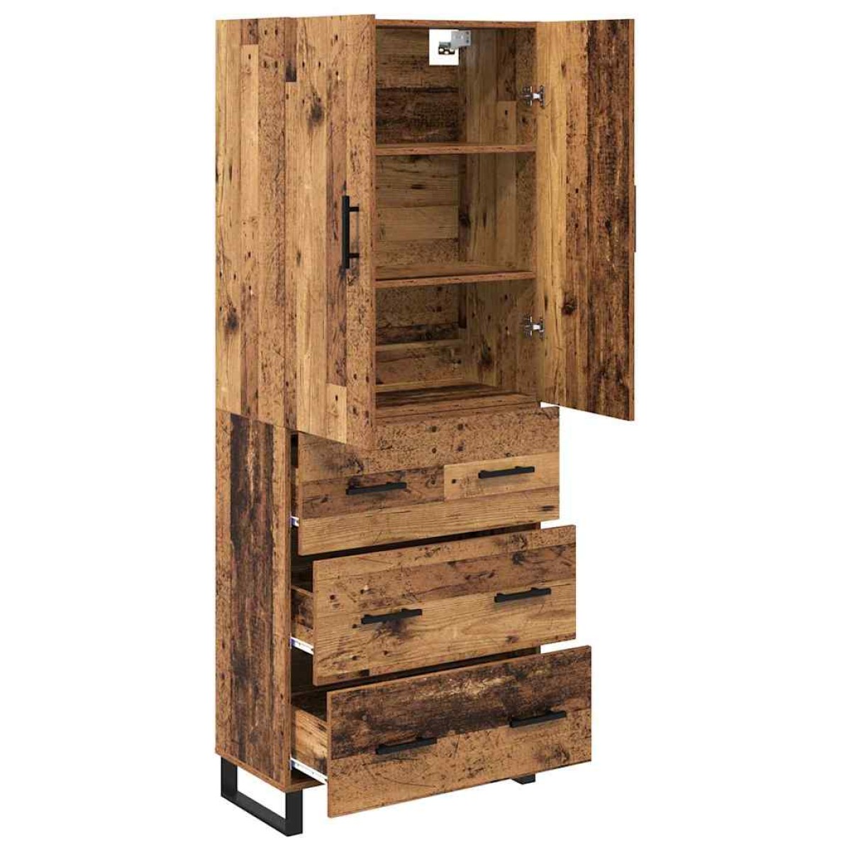 vidaXL Highboard 2 τμχ. Παλιό Ξύλο 69,5 x 34 x 180 εκ.